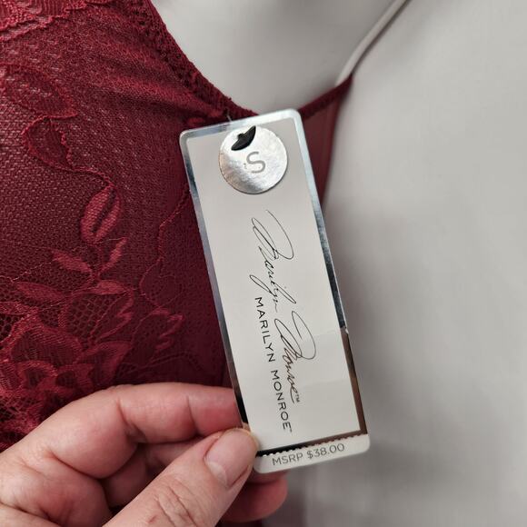 NWT Marilyn Monroe Show Me Off Negligee Stretchy Bodysuit Maroon Women's S - Picture 2 of 10